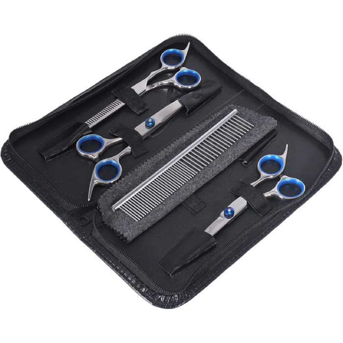 Набір для догляду за шерстю собак: ножиці для розрідження та гребінець для собак та котів