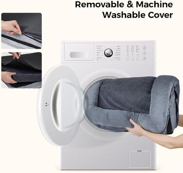 Велике собаче ліжко, водовідштовхувальне, ортопедичне, знімний, пральний чохол, неслизьке дно, котяче ліжко з піною з пам'яті для зменшення тривоги, преміум-фланель, 91x68x16 см, темно-сірий