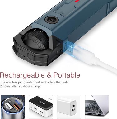 Електричний точилка для кігтів собак LOFICOPER з 6 швидкостями, 2 LED-лампочками, 3 портами - для малих, середніх та великих собак