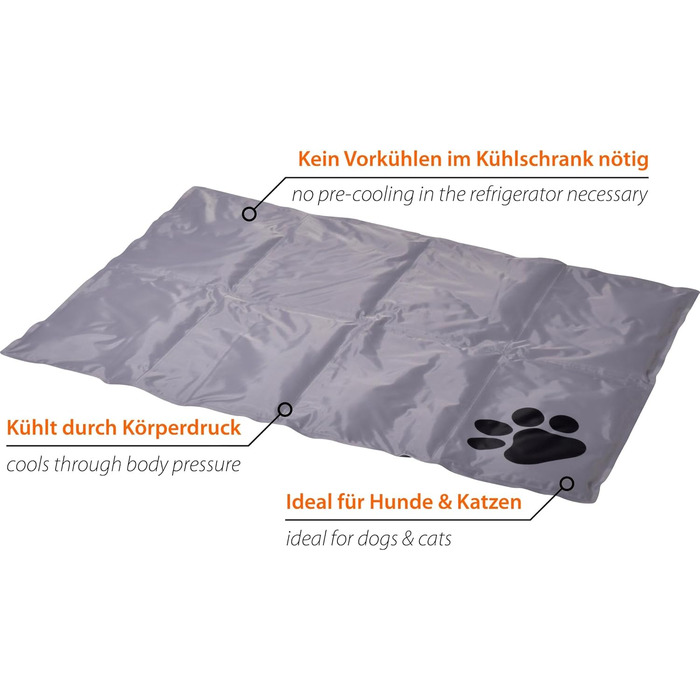 Kühlmatte für Hunde von dobar® - Kühldecke für Hunde & Katzen - Selbstkühlende Matte für Haustiere - 99,5 x 70 cm - Grau