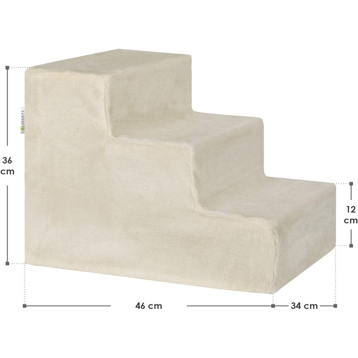 Сходинка для собак та котів Juskys - 3 сходинки, плюшевий знімний чохол, для ліжка, дивану, авто (Бежевий)