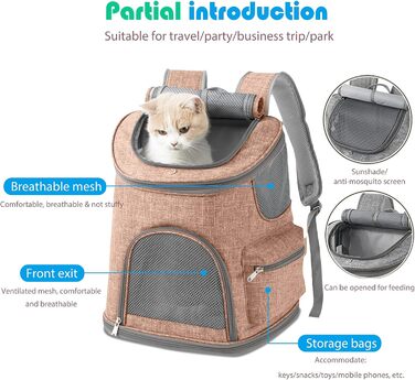 Рюкзак для собак PETCUTE з дихаючою вставкою та м'яким матрацом, складний, з безпечною шлейкою, для подорожей, велосипеду, авіаперельотів, колір імбирно-жовтий