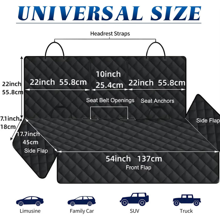 Чохол на заднє сидіння авто для собак, захист від бруду та вологи, універсальний, для дітей та тварин