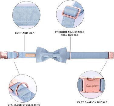 Елегантний краватка-метелик для собак, шовковий, регульований, з бантиком, для великих собак, розмір M (XL, блакитний)