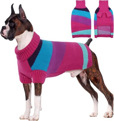 Теплий пуловер для собак великих порід, рожевий, XXXXL, для німецької доги, святковий, з високим коміром