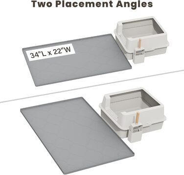 Силіконова килимок під лоток для котів, 86x56 см, вологостійкий, легко чиститься, не слизький, сірий