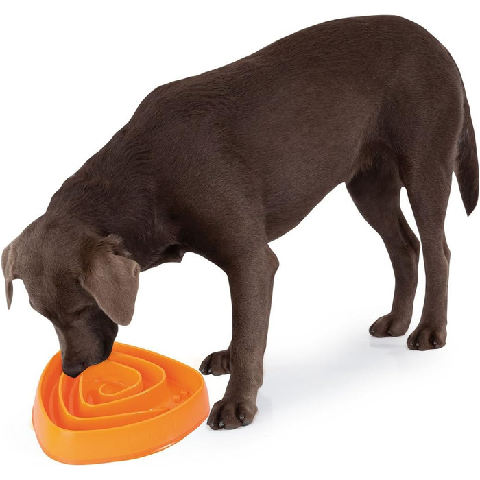 Миска для собак Edupet 06027AA Anti-Schling, для повільного годування, 300 мл, оранжева