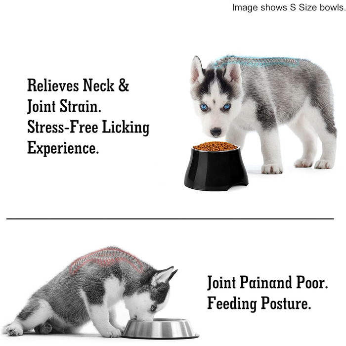 Миска для собак Petvillage, конусоподібна, неслизька, з нержавіючою сталлю, піднята, для середніх собак, спанієлів з довгими вухами, велика місткість, розмір L, 3 чашки, чорний колір