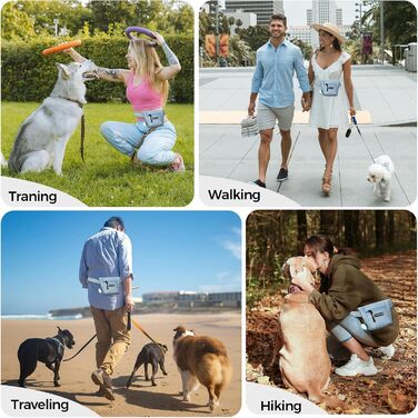 Сумка для ласощів для собак з металевим кліпом для пояса, міцна застібка-магніт, велика місткість, диспенсер для пакетів для вигулу (Світло-блакитний)