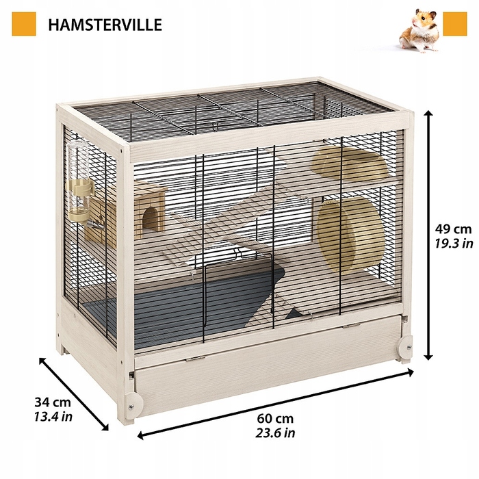 Дерев'яна клітка для гризунів FERPLAST HAMSTERVILLE, 60x34x49 см