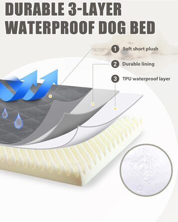 Ортопедичне ліжко для собак великих порід, вологостійке, знімний, пральний чохол та неслизьке дно, стеганий матрац для переноски, 119 x 73 см, темно-сірий колір