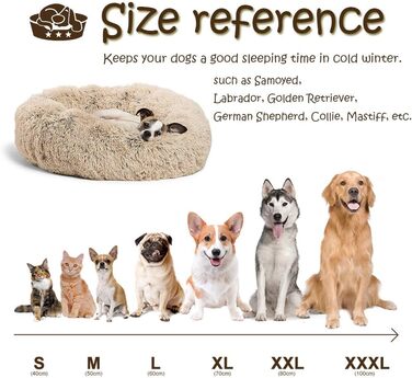 Кругле ліжко для собак та котів FANSU, м'яке, плюшеве, антиковзаюча база, різних кольорів та розмірів (80 см)