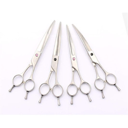 Ножиці для грумінгу тварин, фінішні інструменти, ножиці для собак, професійні ножиці для грумінгу, маленькі вигнуті ножиці, 17,8 см (розмір: червоні гвинти 19 см) (чорні гвинти 17,8 см)