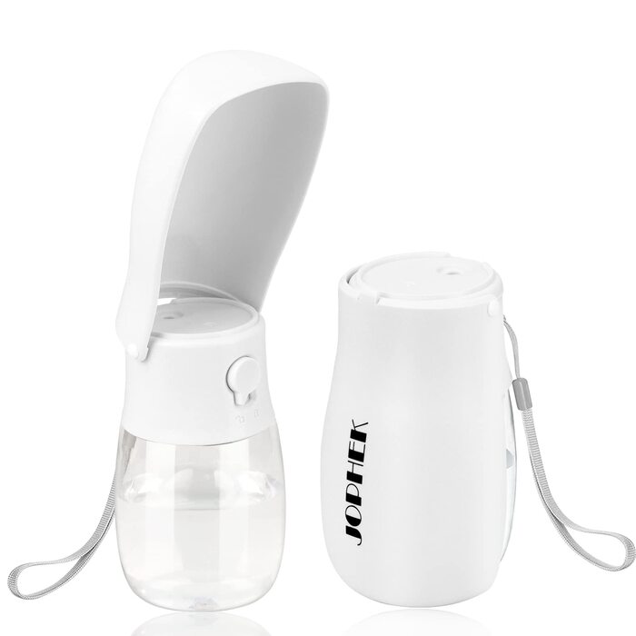 Травельна пляшка для тварин JOPHEK 300мл з фільтром, біла. Без витоку, для собак та котів. Ідеально для прогулянок, подорожей та кемпінгу.