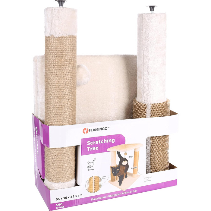 Дерев'яний кігтечка Flamingo Kratzbaum UNA – Кремовий/Натуральний | Компактний, стильний, ідеальний для котів для дряпання та відпочинку
