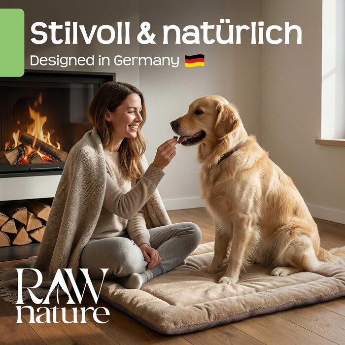 Лежанка для собак RAW Nature Hundedecke SAVO, XL (110x70x4,5 см) – м'яка, двостороння, для переносок, пісочно-коричнева