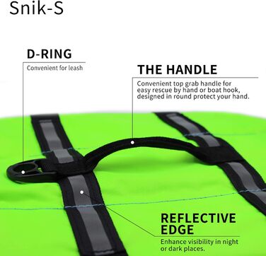 Світшот для собак Snik-S з світловідбиваючими смугами та регульованим поясом, жилет для плавання для собак з короткою мордою (Мопс, Бульдог, Пудель), розмір L, колір зелений