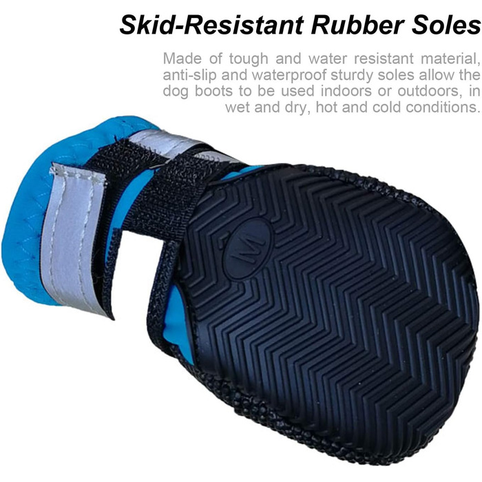 Водонепроникні чоботи для собак, 4 шт. - захист лап для малих, середніх та великих собак, блакитні та чорні