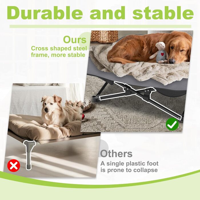 Крісло-ліжко для собак та котів 68x68x21 см, складне, підняте, з дихаючого поліестеру, для дому та саду