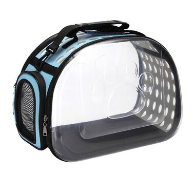Транспортний бокс для собак та котів, складаний, з сіткою, для подорожей (Blue, Small)