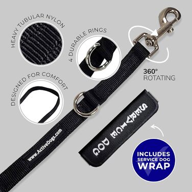 Повідок для службових собак ActiveDogs, 19 см, міцний нейлон
