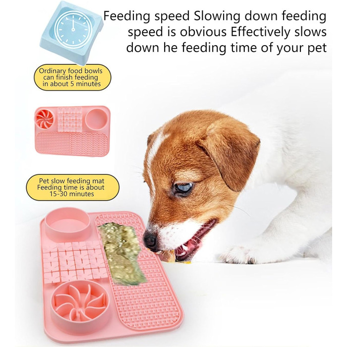 Килимок для собак - годівниця-лизунчик | Килимок для цуценят | Силіконовий килимок для годування собак | Миска для собак з кормом (Рожевий)