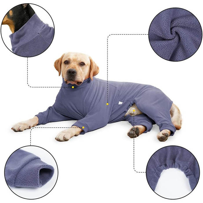 Пуловер для собак великих порід, теплий зимовий костюм з флісу, 4 лапи, одяг для собак, піжама, пуловер, сірий, синій, XXL