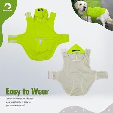 Дощовик для собак Zellar Hunderegenmantel з капюшоном, отвором для нашийника та світловідбиваючими смугами, ультралегкий, дихаючий, 100% водонепроникний, для середніх та великих собак (5XL, зелений)