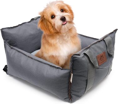 Автокрісло для собак 2-в-1 з ременем безпеки, автокрісло та ліжко для собак, знімний килимок та чохол, миється, для собак маленьких та середніх порід, сірий & блакитний