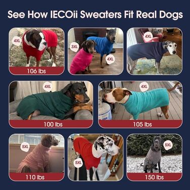 Пуловер для собак IECOii: теплий, з високим коміром, для малих, середніх та великих собак, зимовий одяг для собак та котів (XXXX-Large, DeepWaterOrchidee)