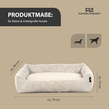 Лежанка для собак Rohrschneider, миюча, для маленьких та середніх собак, з подушкою, Cord, бежева (70x50 см), включає пакети для вигулу, бежева тканина