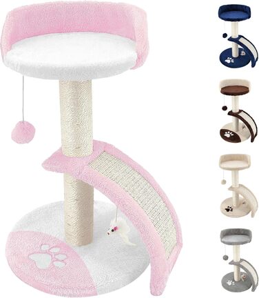Дерев'яний кігтечка для котів Beltom® Kratzbaum 54 см, рожево-білий