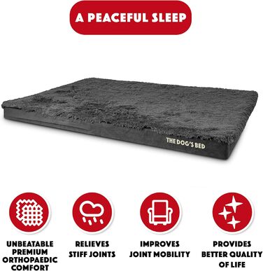 Ортопедичне собаче ліжко, велике, штучне хутро, 101 x 64 x 10 см, водовідштовхувальне, з Memory Foam, сіре (135 x 91 x 10 см)
