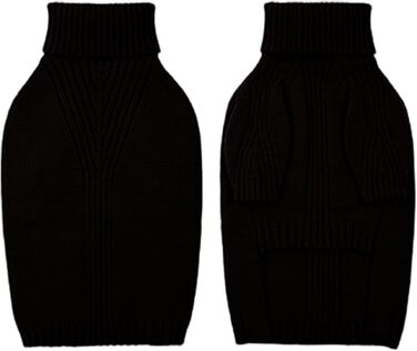 Теплий в'язаний пуловер для великих собак, термо-пуловер, святковий пуловер, ролkragen для великих собак, чорний. Підходить для хлопчиків та дівчаток.