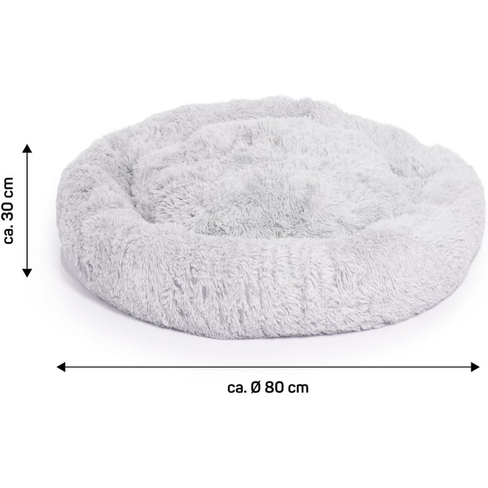М'яке ліжко для собак Ceddie - кругленьке гніздечко для сну | діаметр 100 см, сірий світлий