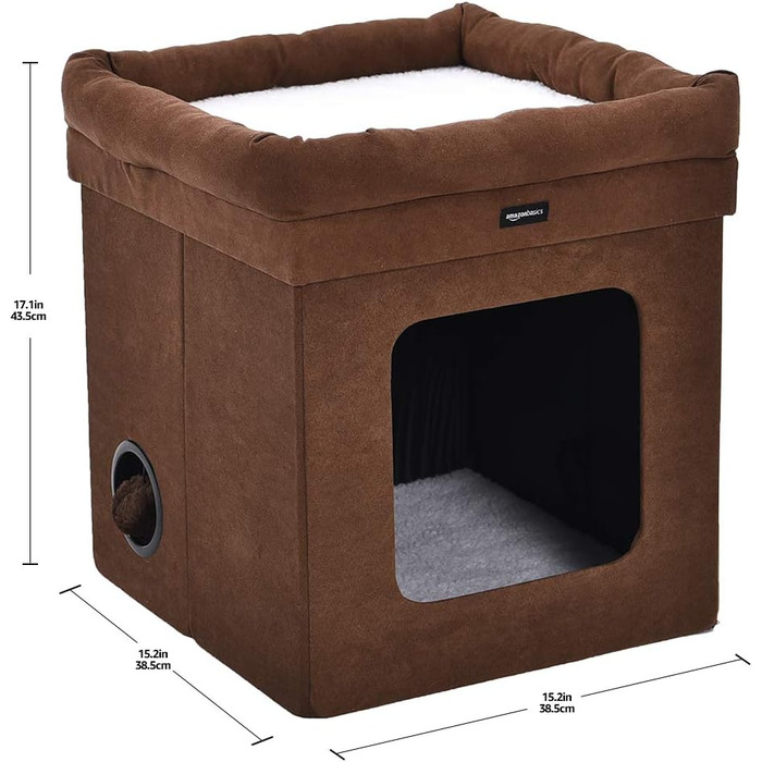 Складаний будиночок для котів Amazon Basics, коричневий, 38x38x43 см