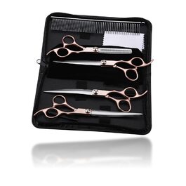 Набір професійних ножиць для грумінгу собак та котів Haustierschere 4 шт. з PU-чохлом