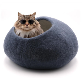 Кігтеточка-будиночок для котів Miauff® з фетру, ручної роботи, Ø 42 см x 28 см (азур блакитний)