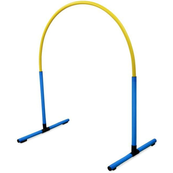SPORTIKEL24 Superhund Hoopers Hoop – іграшка для аджиліті собак, кільця для хоперс, пластик, блакитна основа з кольоровими арками, VDH-сертифікована, гнучка, стійка до погодних умов (блакитний/жовтий)