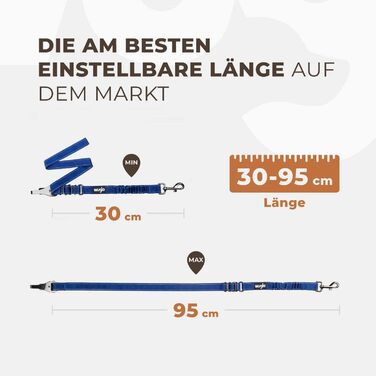 Автогурт для собак Wuglo 30-95см: безпечний пасок для собак у автомобілі, універсальний, темно-синій