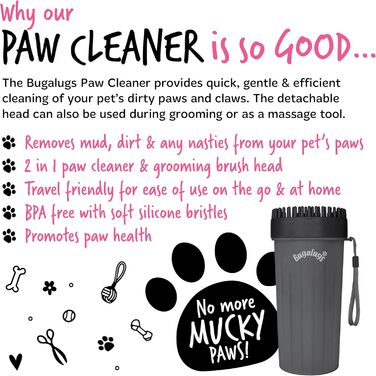 Очисник лап для собак BUGALUGS - портативний душ для лап для собак та котів (Великий, чорний)