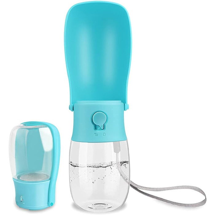 Водяна пляшка для собак WILIFDOM, портативна миска для подорожей, складна годівниця для прогулянок, походів, аксесуари для цуценят, водяна пляшка з фільтром з активованого вугілля, без витоку, харчовий силікон, блакитна