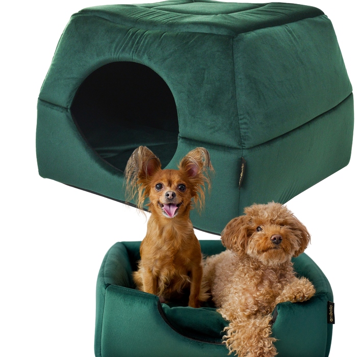 Ліжко-будиночок 2в1 для собак та котів, 48x48 см, антиковзальна підстилка