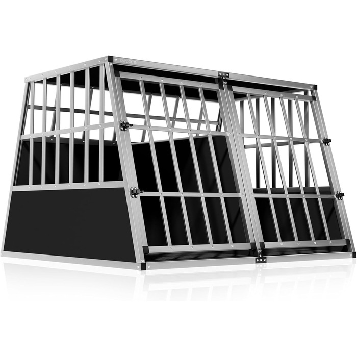 CADOCA® Клітка для собак, алюмінієва, 54x70x51 см, для перевезення в автомобілі, міцна, закривається, трапецієподібна, розмір M, CADOCA® Autobox