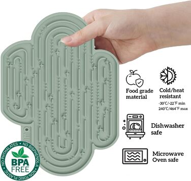 Лежак-іграшка для собак OHMO Schleckmatte, 2 шт. - милий дизайн кактуса, для заспокоєння та повільного годування, силікон, коралловий & вишневий (18x25.5 см)