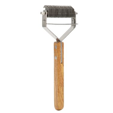 Професійна щітка для грумінгу домашніх тварин Fellpflegebürste: двостороння щітка для собак та котів з дерев'яною ручкою, самоочищувана