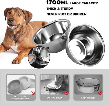 Підвищені годівниці для собак з повільним годуванням, 5 регульованих висот, неслизький, міцний металевий каркас, непромокальний килимок, стійкі до іржі миски, легко миються, висота: 42 см