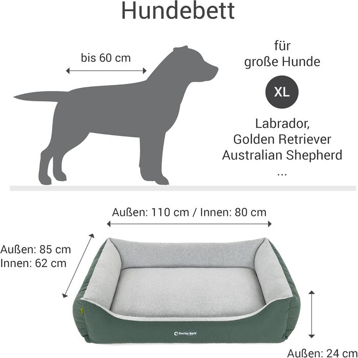 Крісло-лежанка для собак Doctor Bark GreenLabel XL (110x85 см) - Зелене, миється, з м'якого флусу