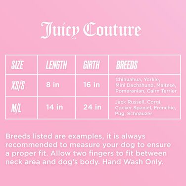 Худі Juicy Couture Bling Velours для домашніх тварин – Рожевий – Розмір XS/S (0,9–3,2 кг) – для маленьких собак та котів