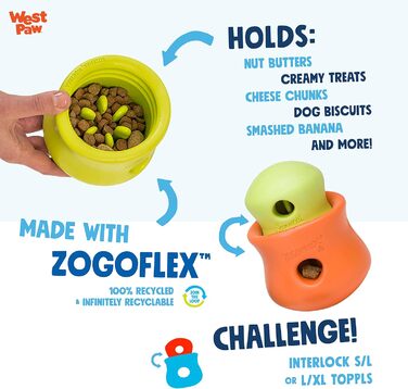 Інтерактивна іграшка-головоломка для собак WEST PAW Zogoflex Toppl XL — дозатор для ласощів, для апортування та жування, для середнього навантаження, для сухого корму та ласощів